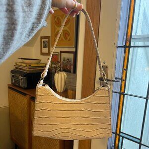 Vintage 2000s Faux Alligator Print Shoulder Bag Cream/Ivory